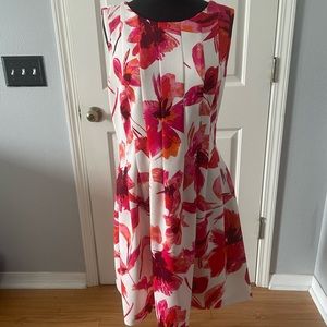 Vince Camuto pink dress size 14 pink floral abstract. Small ink mark on dress.